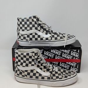 Size 8 VANS Sk8 Hi Off White Checkered Lace Up Sneaker